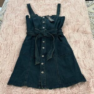 Allegra K Black Denim Button-Down Dress